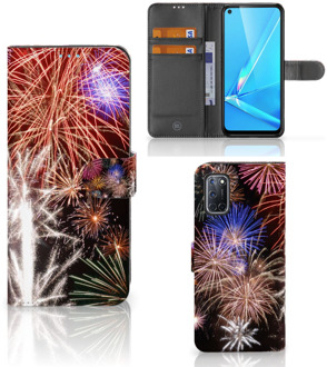 B2Ctelecom Portemonnee Hoesje OPPO A72 | OPPO A52 Smartphone Hoesje Kerstcadeau Vuurwerk