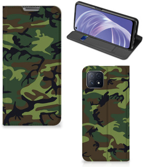 B2Ctelecom Portemonnee hoesje OPPO A73 5G Telefoonhoesje Army Dark