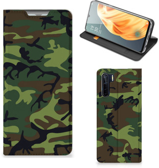 B2Ctelecom Portemonnee hoesje OPPO Reno3 | A91 Telefoonhoesje Army Dark