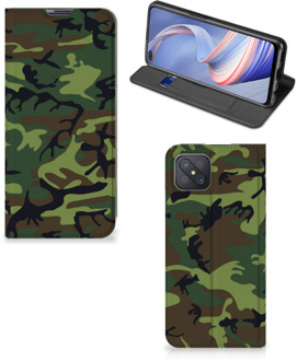 B2Ctelecom Portemonnee hoesje OPPO Reno4 Z 5G Telefoonhoesje Army Dark