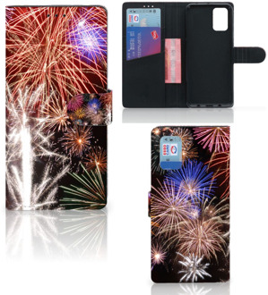 B2Ctelecom Portemonnee Hoesje Samsung Galaxy A02s Flip Cover Samsung M02s Smartphone Hoesje Kerstcadeau Vuurwerk