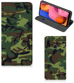 B2Ctelecom Portemonnee hoesje Samsung Galaxy A20s Telefoonhoesje Army Dark