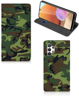 B2Ctelecom Portemonnee hoesje Samsung Galaxy A32 4G Telefoonhoesje Army Dark