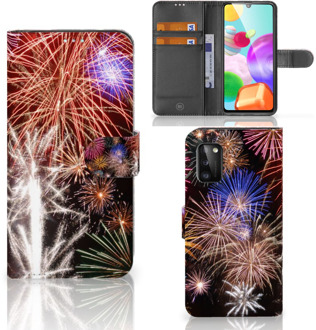 B2Ctelecom Portemonnee Hoesje Samsung Galaxy A41 Smartphone Hoesje Kerstcadeau Vuurwerk