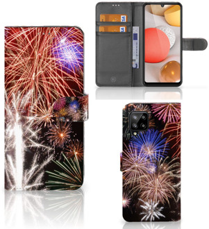 B2Ctelecom Portemonnee Hoesje Samsung Galaxy A42 5G Smartphone Hoesje Kerstcadeau Vuurwerk