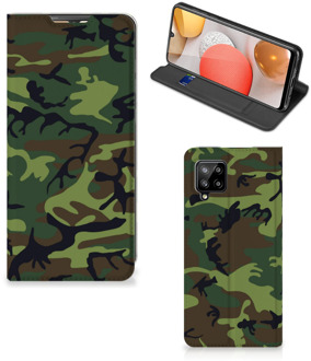 B2Ctelecom Portemonnee hoesje Samsung Galaxy A42 Telefoonhoesje Army Dark