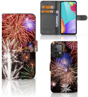 B2Ctelecom Portemonnee Hoesje Samsung Galaxy A52 Smartphone Hoesje Kerstcadeau Vuurwerk