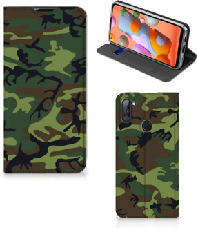 B2Ctelecom Portemonnee hoesje Samsung Galaxy M11 | A11 Telefoonhoesje Army Dark