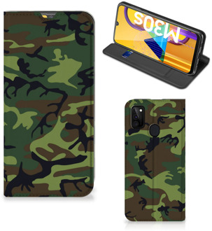 B2Ctelecom Portemonnee hoesje Samsung Galaxy M21 Telefoonhoesje Army Dark