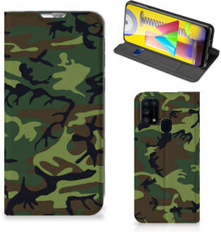 B2Ctelecom Portemonnee hoesje Samsung Galaxy M31 Telefoonhoesje Army Dark