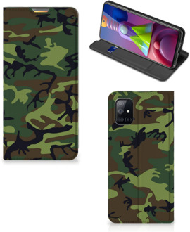 B2Ctelecom Portemonnee hoesje Samsung Galaxy M51 Telefoonhoesje Army Dark