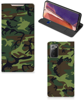 B2Ctelecom Portemonnee hoesje Samsung Galaxy Note20 Telefoonhoesje Army Dark