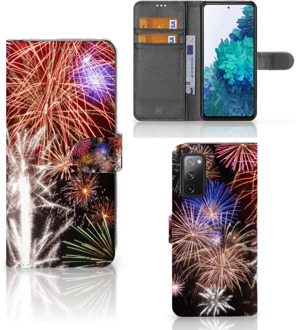 B2Ctelecom Portemonnee Hoesje Samsung Galaxy S20FE Smartphone Hoesje Kerstcadeau Vuurwerk