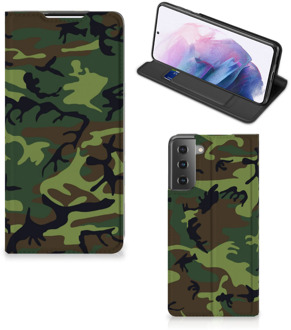 B2Ctelecom Portemonnee hoesje Samsung Galaxy S21 Plus Telefoonhoesje Army Dark