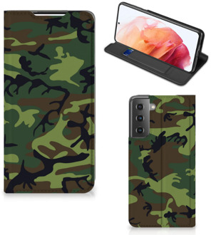 B2Ctelecom Portemonnee hoesje Samsung Galaxy S21 Telefoonhoesje Army Dark