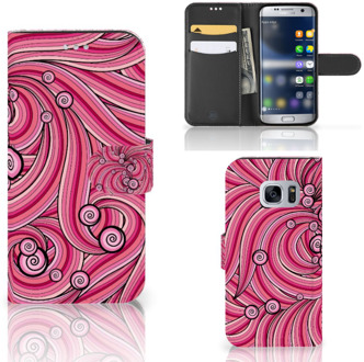 B2Ctelecom Portemonnee hoesje Samsung Galaxy S7 Swirl Pink