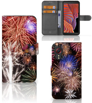 B2Ctelecom Portemonnee Hoesje Samsung Galaxy Xcover 5 Smartphone Hoesje Kerstcadeau Vuurwerk