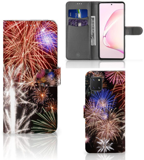 B2Ctelecom Portemonnee hoesje Samsung Note 10 Lite Smartphone Hoesje Kerstcadeau Vuurwerk