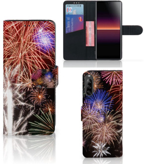 B2Ctelecom Portemonnee Hoesje Sony Xperia L4 Smartphone Hoesje Kerstcadeau Vuurwerk