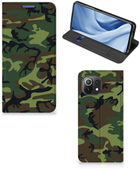 B2Ctelecom Portemonnee hoesje Xiaomi Mi 11 Lite Telefoonhoesje Army Dark