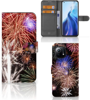 B2Ctelecom Portemonnee Hoesje Xiaomi Mi 11 Smartphone Hoesje Kerstcadeau Vuurwerk