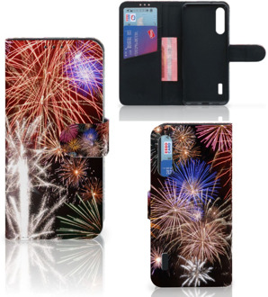 B2Ctelecom Portemonnee Hoesje Xiaomi Mi A3 Smartphone Hoesje Kerstcadeau Vuurwerk