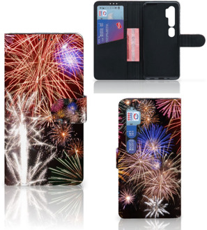 B2Ctelecom Portemonnee hoesje Xiaomi Mi Note 10 Pro Smartphone Hoesje Kerstcadeau Vuurwerk