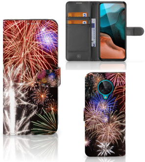 B2Ctelecom Portemonnee Hoesje Xiaomi Poco F2 Pro Smartphone Hoesje Kerstcadeau Vuurwerk