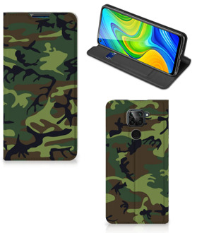 B2Ctelecom Portemonnee hoesje Xiaomi Redmi Note 9 Telefoonhoesje Army Dark