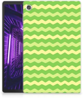 B2Ctelecom Print Case Lenovo Tab M10 Plus Tablet Hoes Waves Green met doorzichte zijkanten