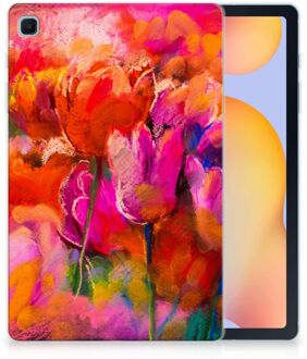 B2Ctelecom Print Case Samsung Galaxy Tab S6 Lite Hoes Tulips met doorzichte zijkanten