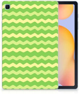 B2Ctelecom Print Case Samsung Galaxy Tab S6 Lite Tablet Hoes Waves Green met doorzichte zijkanten