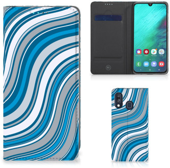 B2Ctelecom Samsung A40 Smart Cover Design Waves Blue