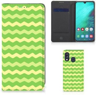 B2Ctelecom Samsung A40 Smart Cover Design Waves Green