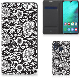 B2Ctelecom Samsung A40 Standcase Hoesje Black Flowers