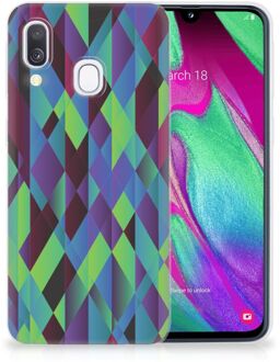 B2Ctelecom Samsung A40 TPU Silicone Hoesje Design Abstract Green Blue