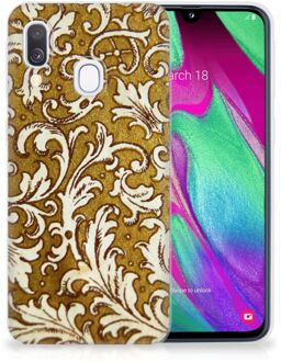 B2Ctelecom Samsung A40 TPU Silicone Hoesje Design Barok Goud