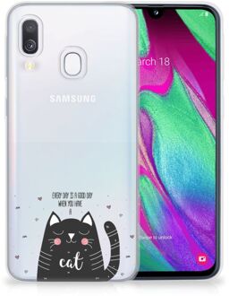 B2Ctelecom Samsung A40 TPU Silicone Hoesje Design Cat Good Day