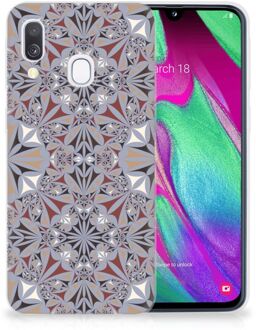 B2Ctelecom Samsung A40 TPU Silicone Hoesje Design Flower Tiles