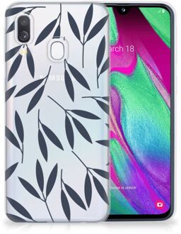 B2Ctelecom Samsung A40 TPU Silicone Hoesje Design Leaves Blue