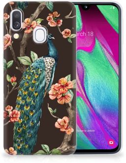 B2Ctelecom Samsung A40 TPU Silicone Hoesje Design Pauw met Bloemen