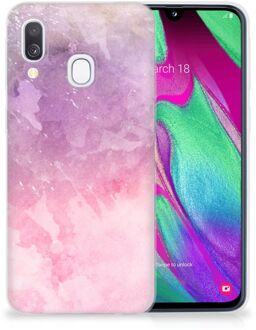 B2Ctelecom Samsung A40 TPU Silicone Hoesje Design Pink Purple Paint