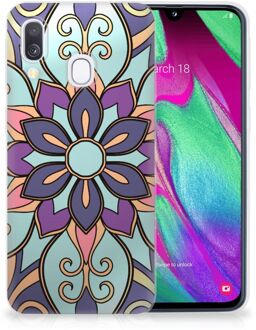 B2Ctelecom Samsung A40 TPU Silicone Hoesje Design Purple Flower