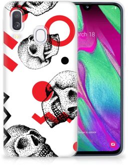 B2Ctelecom Samsung A40 TPU Silicone Hoesje Design Skull Red