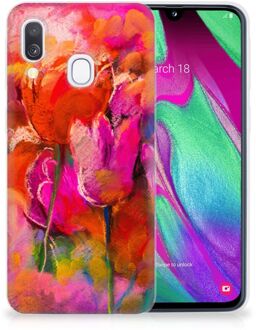 B2Ctelecom Samsung A40 TPU Silicone Hoesje Design Tulpen