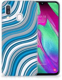 B2Ctelecom Samsung A40 TPU Silicone Hoesje Design Waves Blue