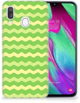 B2Ctelecom Samsung A40 TPU Silicone Hoesje Design Waves Green