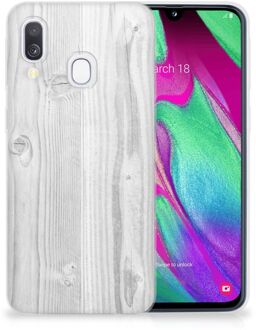 B2Ctelecom Samsung A40 TPU Silicone Hoesje Design White Wood