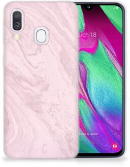 B2Ctelecom Samsung A40 TPU Silicone Hoesje Marble Pink