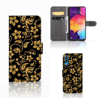 B2Ctelecom Samsung A50 Hoesje Gouden Bloemen